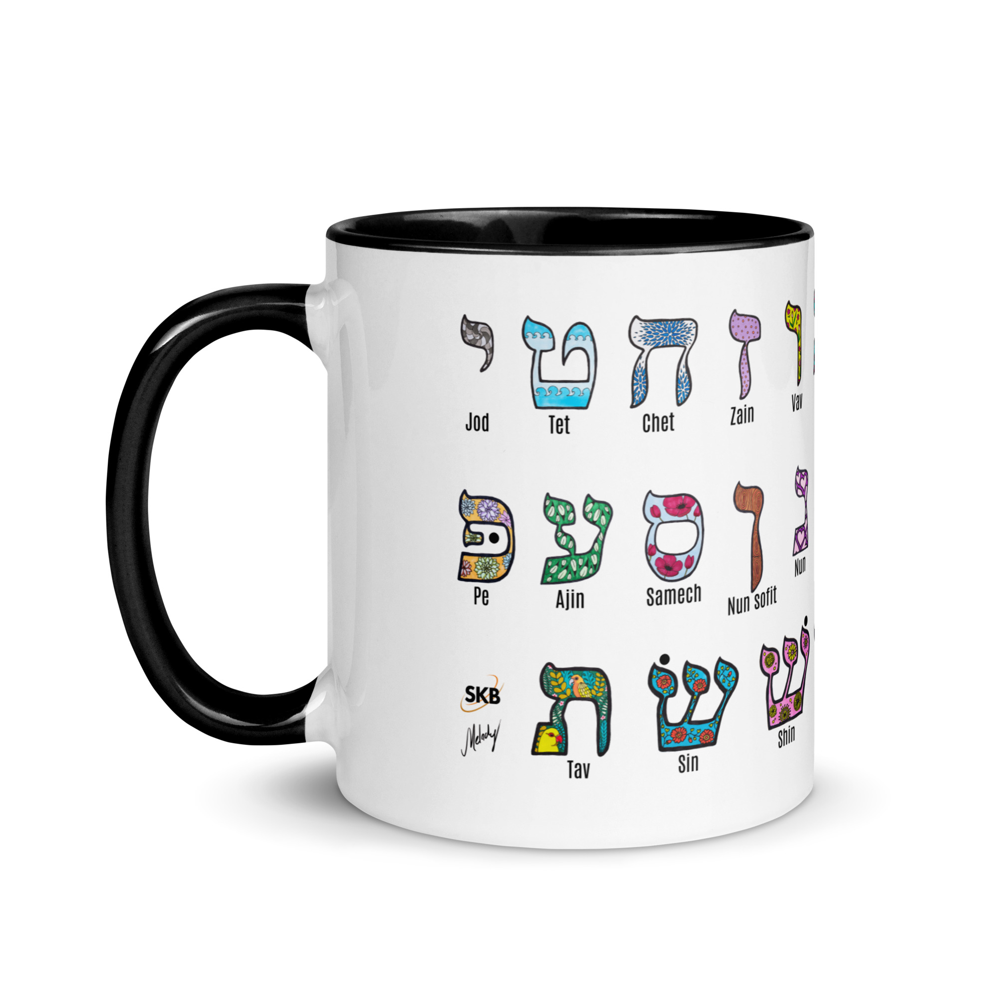 Mugg - Hebreiska alfabetet - Handritat - Bild 3